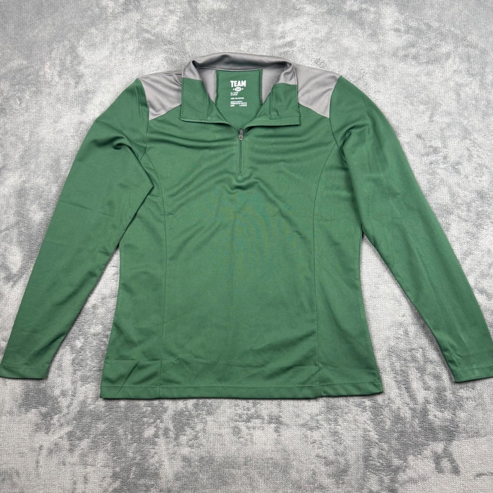 Team 365 Mens Green Grey Quarter Zip Performance Pullover TT21 Size Medium